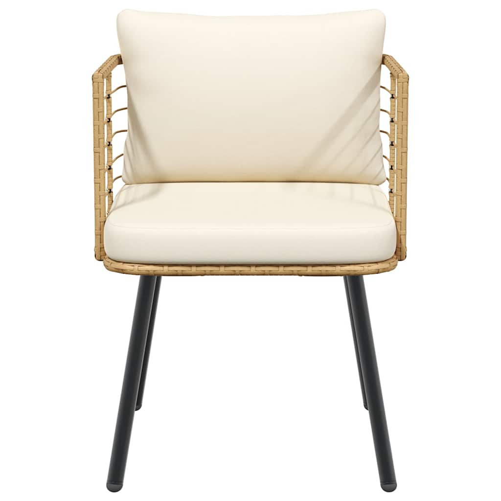 Tuinstoelen 2 st met kussens poly rattan naturel