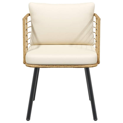 Tuinstoelen 2 st met kussens poly rattan naturel