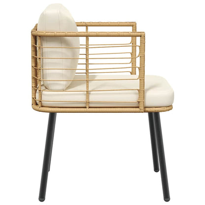 Tuinstoelen 2 st met kussens poly rattan naturel