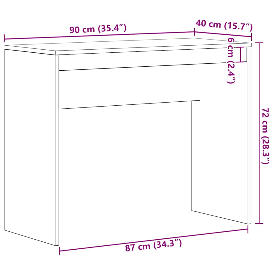 Bureau 90x40x72 cm spaanplaat zwart eikenkleurig