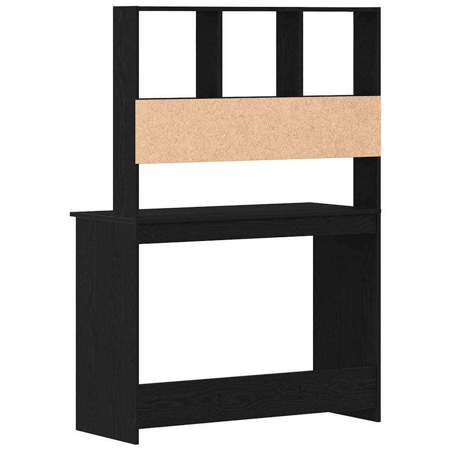 Bureau met schappen 102x45x148 cm bewerkt hout zwart eikenkleur