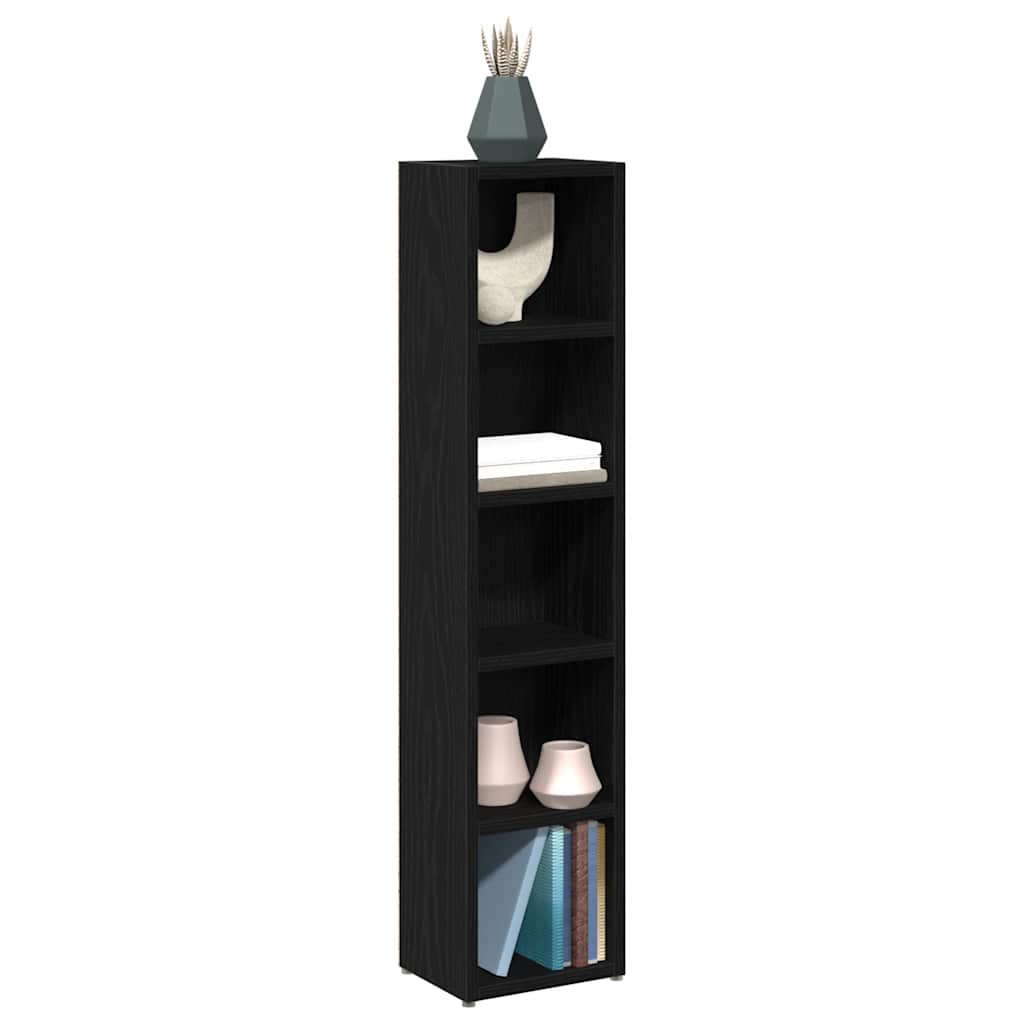 CD-kasten 2 st 21x16x93,5 cm spaanplaat zwart eikenkleurig