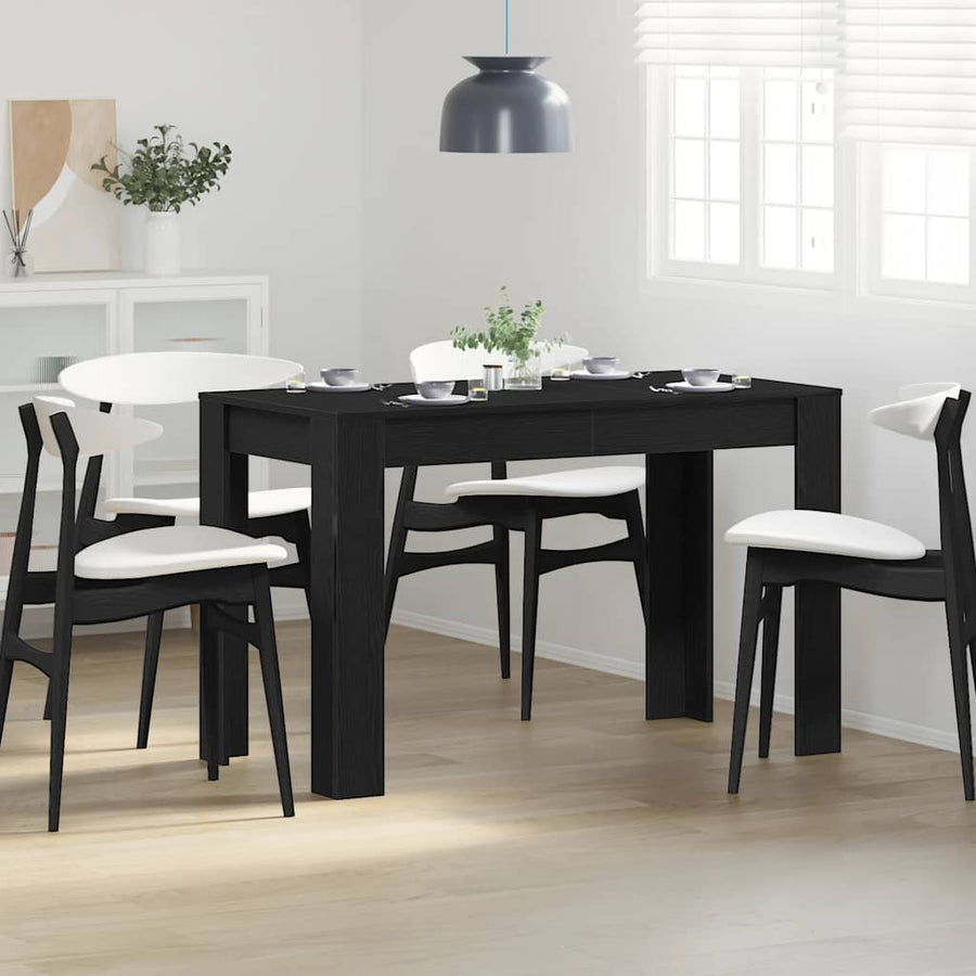 Eettafel 120x60x76 cm spaanplaat zwart eikenkleurig