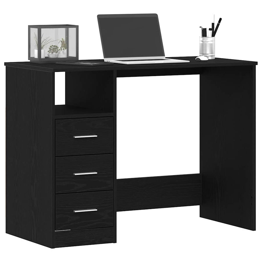 Bureau met lades 102x50x76 cm bewerkt hout zwart eikenkleur