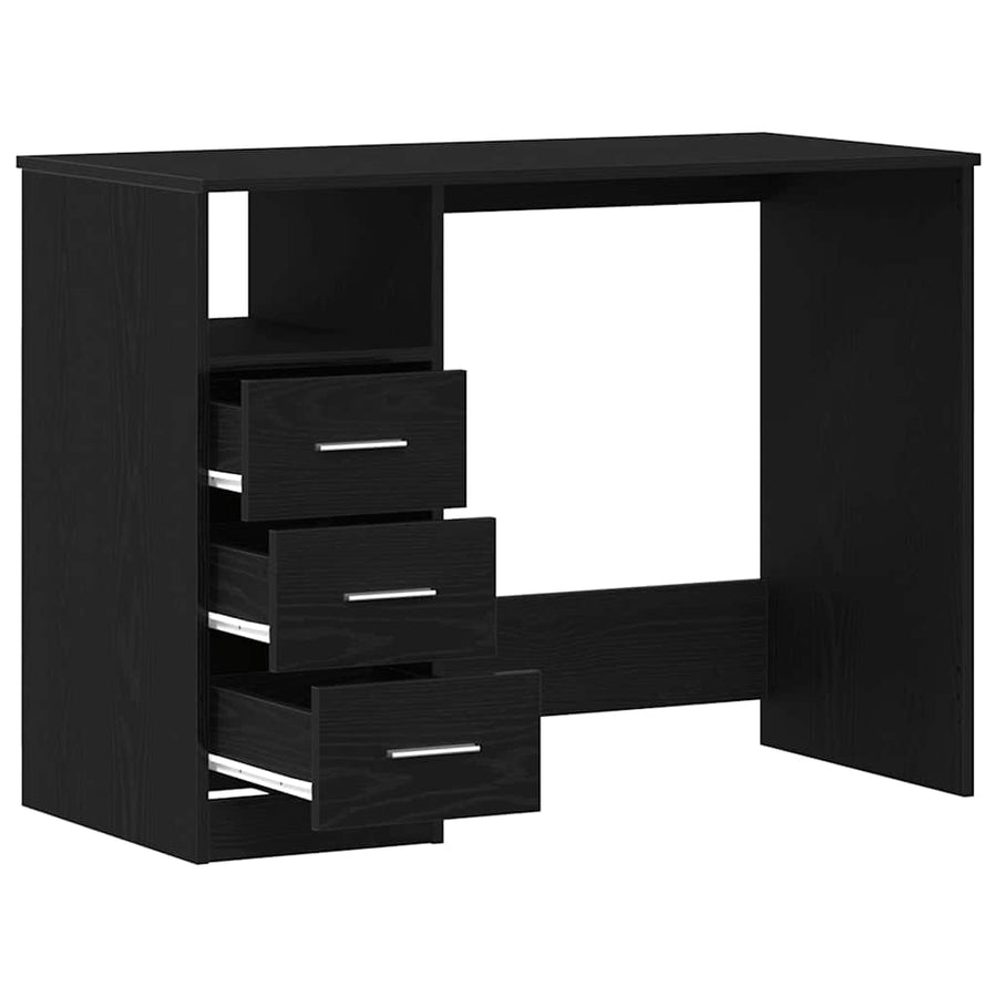 Bureau met lades 102x50x76 cm bewerkt hout zwart eikenkleur