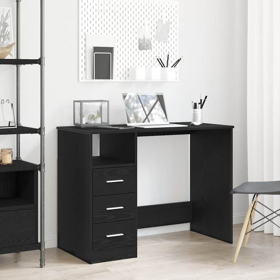 Bureau met lades 102x50x76 cm bewerkt hout zwart eikenkleur