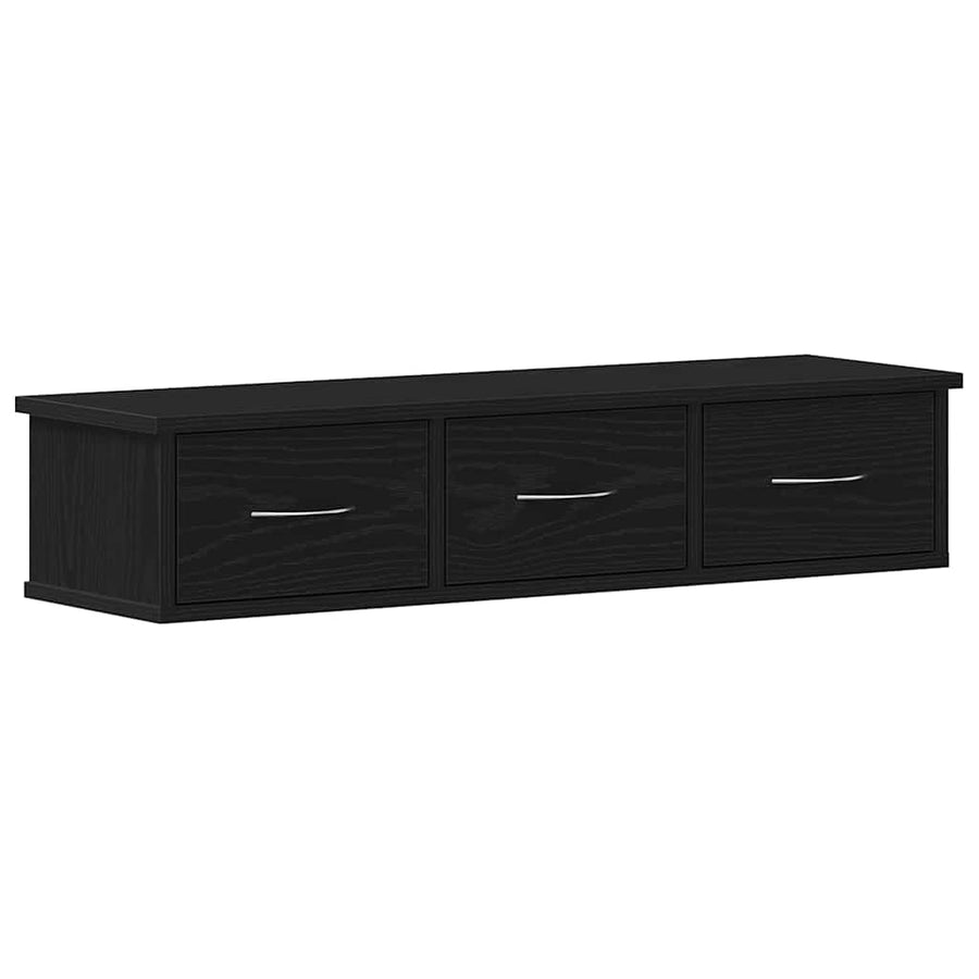 Wandkast 88x26x18,5 cm spaanplaat zwart eikenkleurig