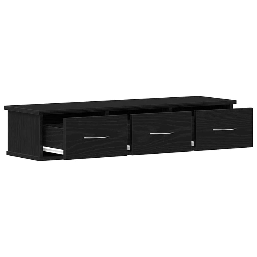 Wandkast 88x26x18,5 cm spaanplaat zwart eikenkleurig