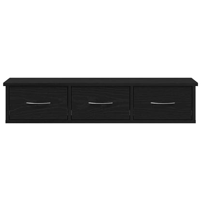 Wandkast 88x26x18,5 cm spaanplaat zwart eikenkleurig