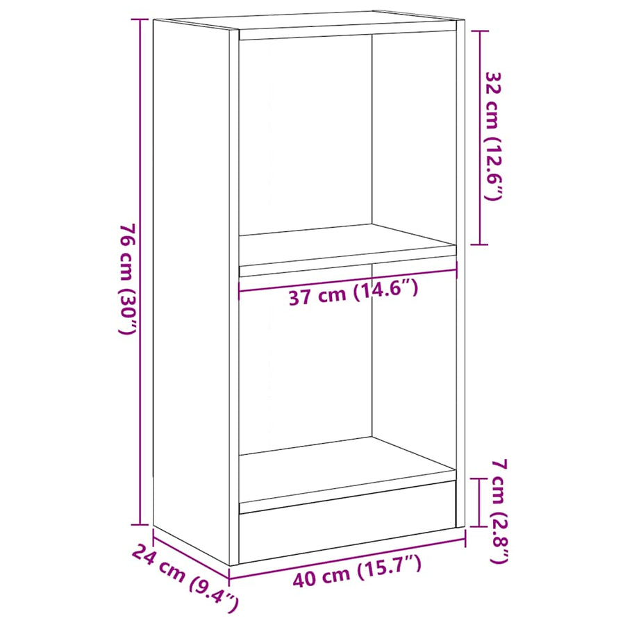 Boekenkast 40x24x76 cm spaanplaat zwart eikenkleurig