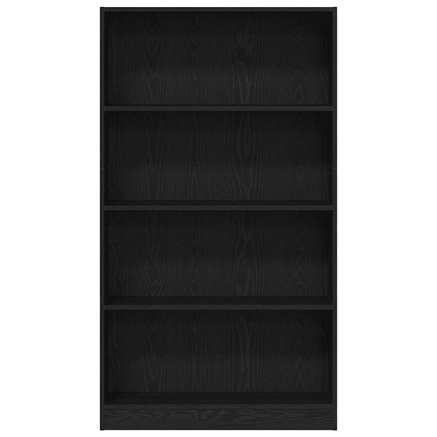 Boekenkast 4-laags 80x24x143 cm spaanplaat zwart eikenkleurig