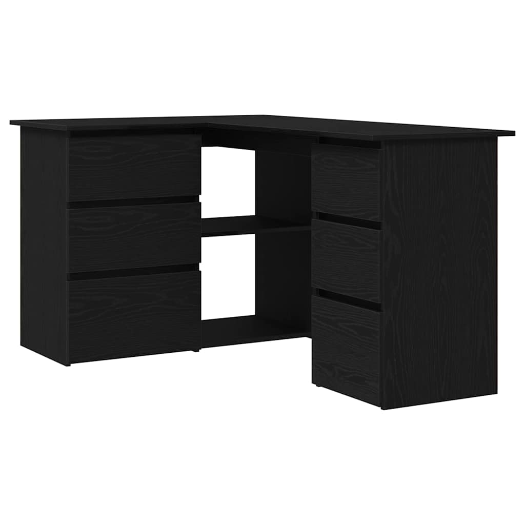 Bureau met lade Zwart Eiken 145 x 100 x 76 cm Bewerkt hout