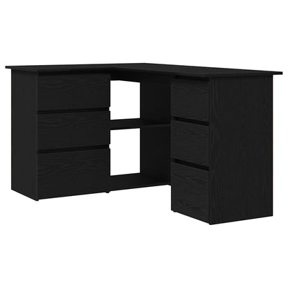 Bureau met lade Zwart Eiken 145 x 100 x 76 cm Bewerkt hout
