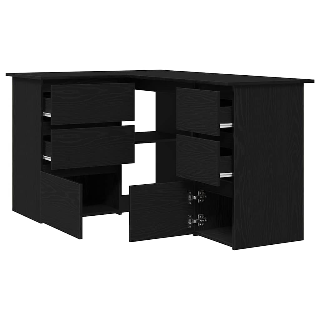 Bureau met lade Zwart Eiken 145 x 100 x 76 cm Bewerkt hout