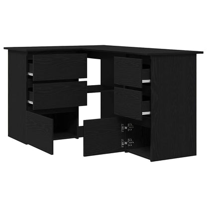 Bureau met lade Zwart Eiken 145 x 100 x 76 cm Bewerkt hout