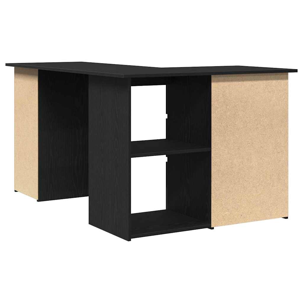 Bureau met lade Zwart Eiken 145 x 100 x 76 cm Bewerkt hout
