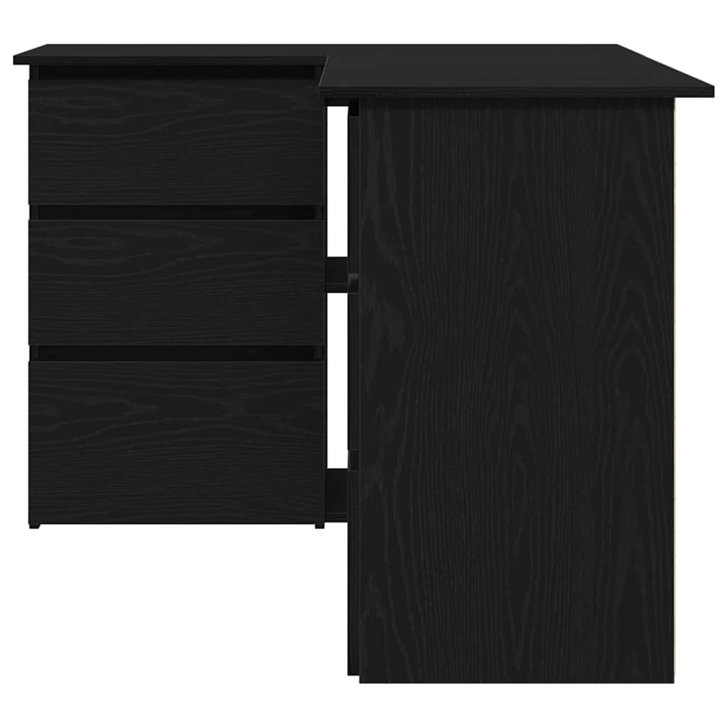 Bureau met lade Zwart Eiken 145 x 100 x 76 cm Bewerkt hout