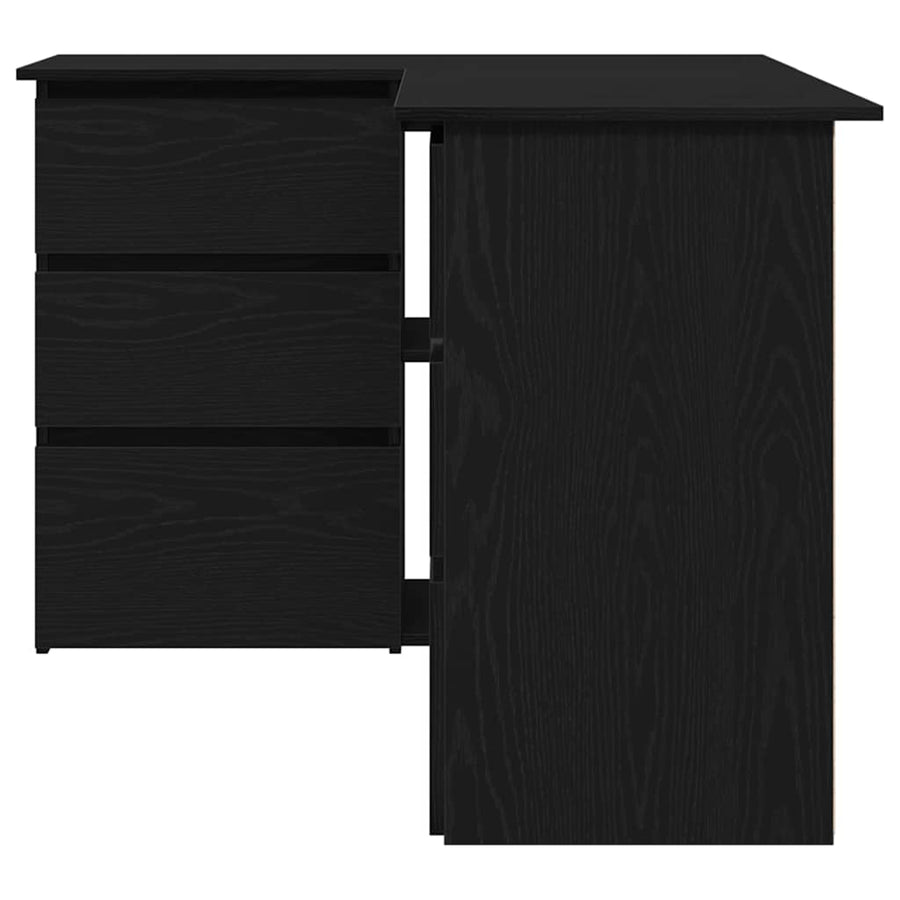 Bureau met lade Zwart Eiken 145 x 100 x 76 cm Bewerkt hout