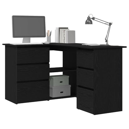 Bureau met lade Zwart Eiken 145 x 100 x 76 cm Bewerkt hout