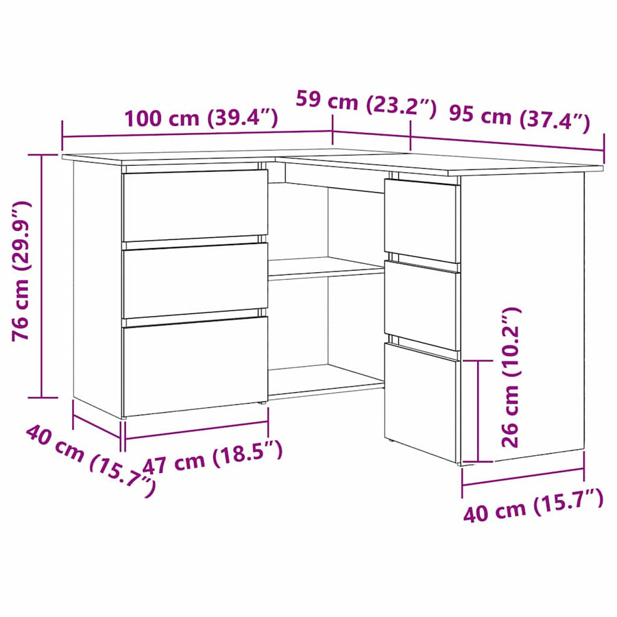 Bureau met lade Zwart Eiken 145 x 100 x 76 cm Bewerkt hout