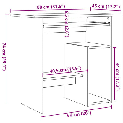 Bureau 80x45x74 cm spaanplaat zwart eikenkleurig