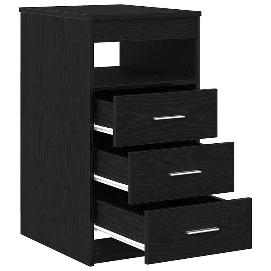 Ladekast 40x50x76 cm bewerkt hout zwart eikenkleurig