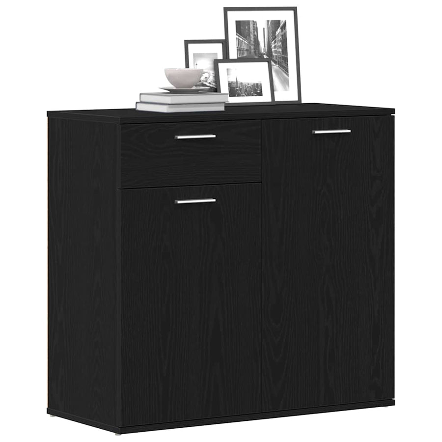 Dressoir 80x36x75 cm bewerkt hout zwart eikenkleurig