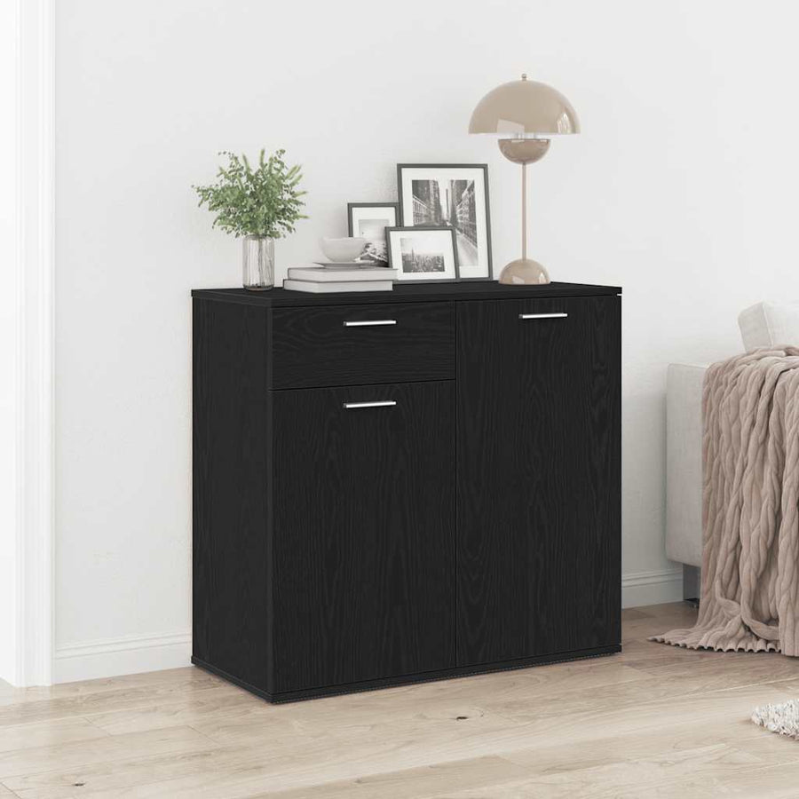 Dressoir 80x36x75 cm bewerkt hout zwart eikenkleurig