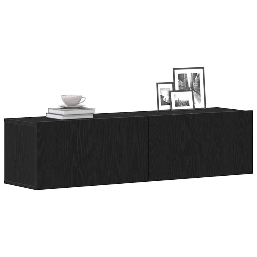Tv-meubel 120x30x30,5 cm spaanplaat zwart eikenkleurig