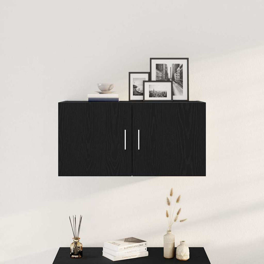 Wandkast 80x39x40 cm spaanplaat zwart eikenkleurig