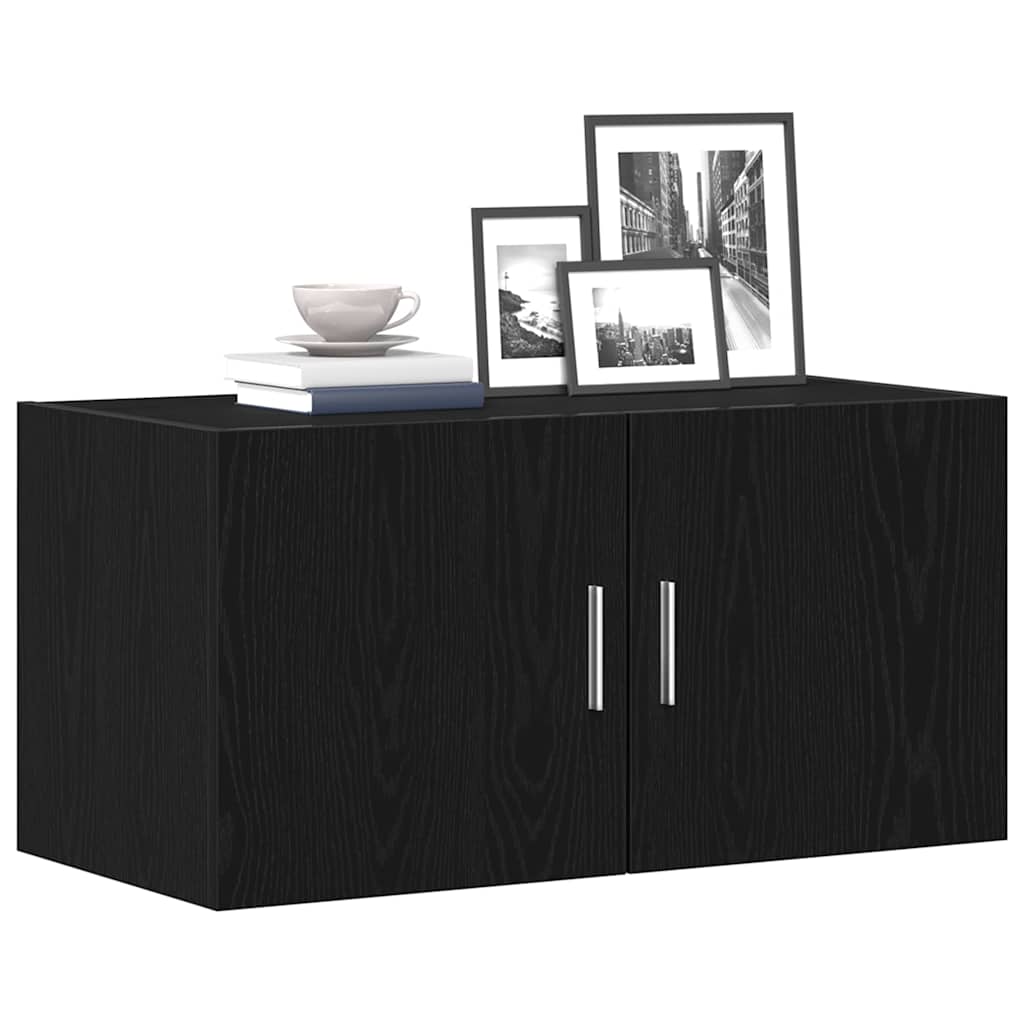 Wandkast 80x39x40 cm spaanplaat zwart eikenkleurig