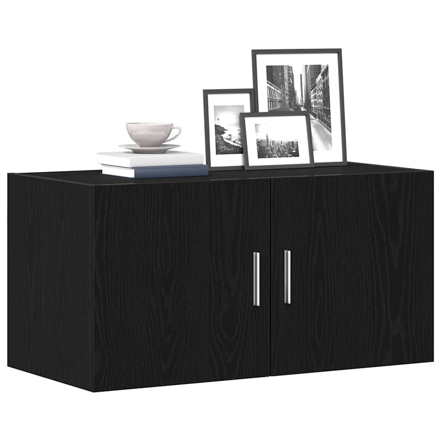 Wandkast 80x39x40 cm spaanplaat zwart eikenkleurig