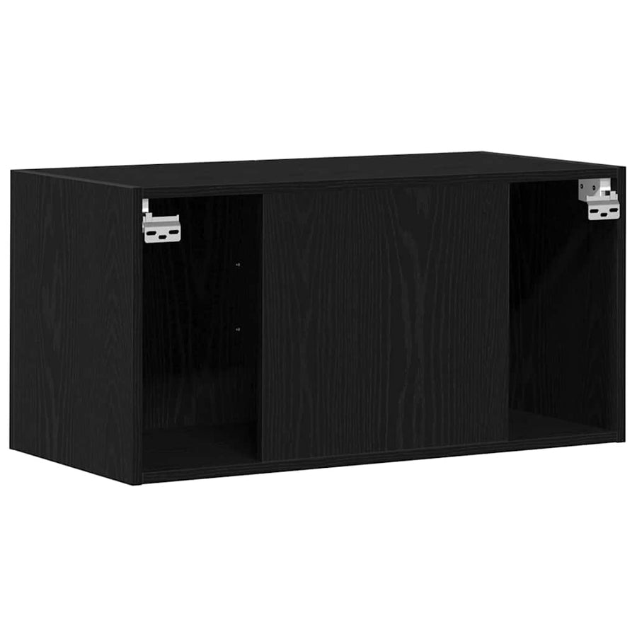 Wandkast 80x39x40 cm spaanplaat zwart eikenkleurig