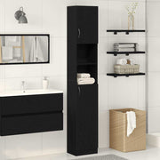 Badkamerkast 32x25,5x190 cm spaanplaat zwart eiken