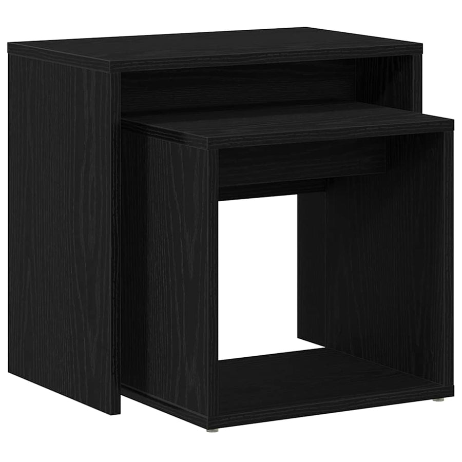 Salontafels 2 st bewerkt hout zwart eikenkleur