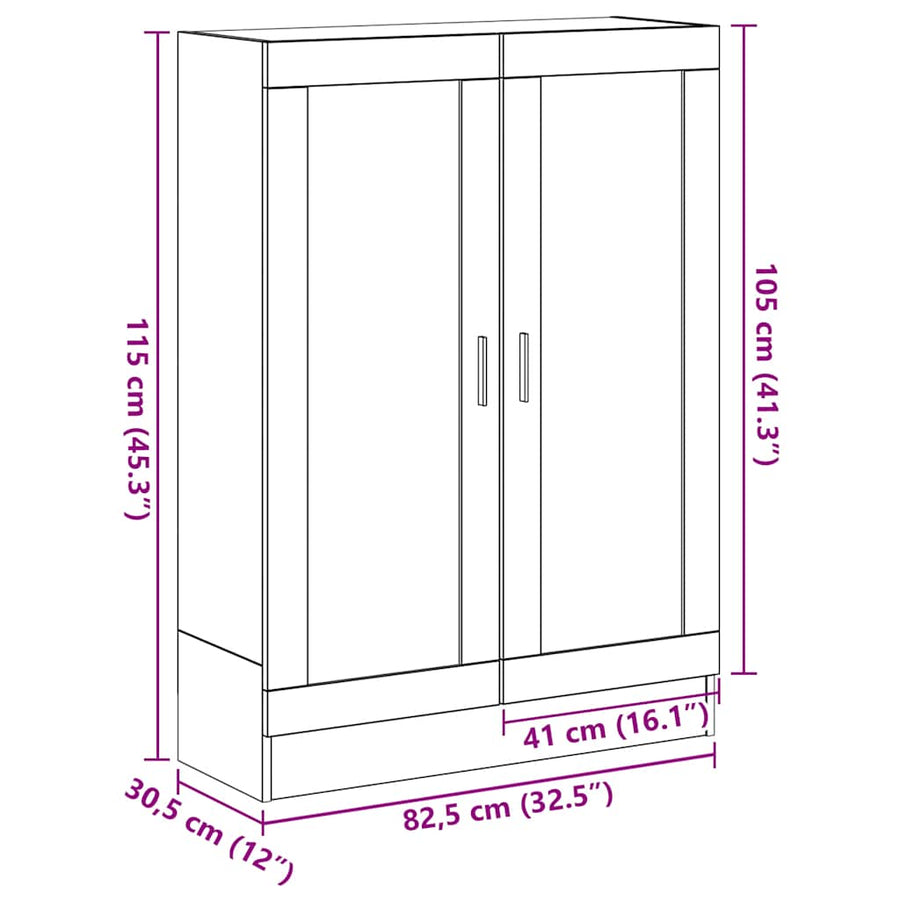 Boekenkast 82,5x30,5x115 cm spaanplaat zwart eikenkleurig
