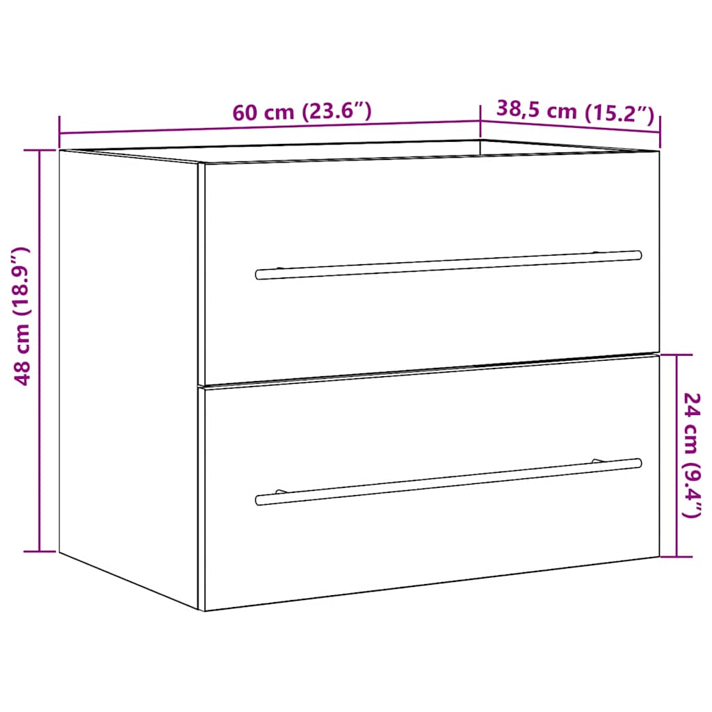 Wastafelmeubel 60x38,5x48 cm spaanplaat oud hout