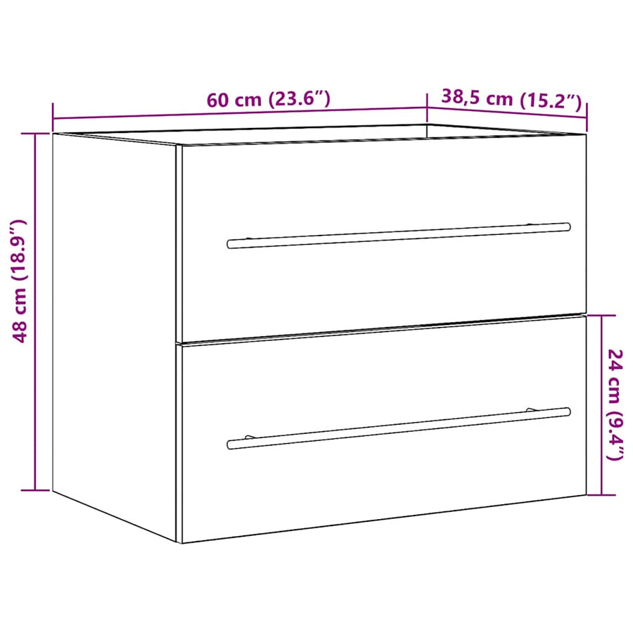 Wastafelmeubel 60x38,5x48 cm spaanplaat oud hout