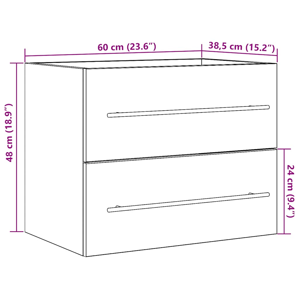Wastafelkast 60x38,5x48 cm spaanplaat ambachtelijk eikenkleurig