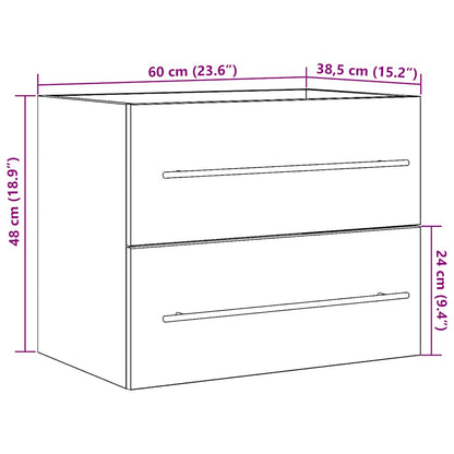 Wastafelkast 60x38,5x48 cm spaanplaat ambachtelijk eikenkleurig
