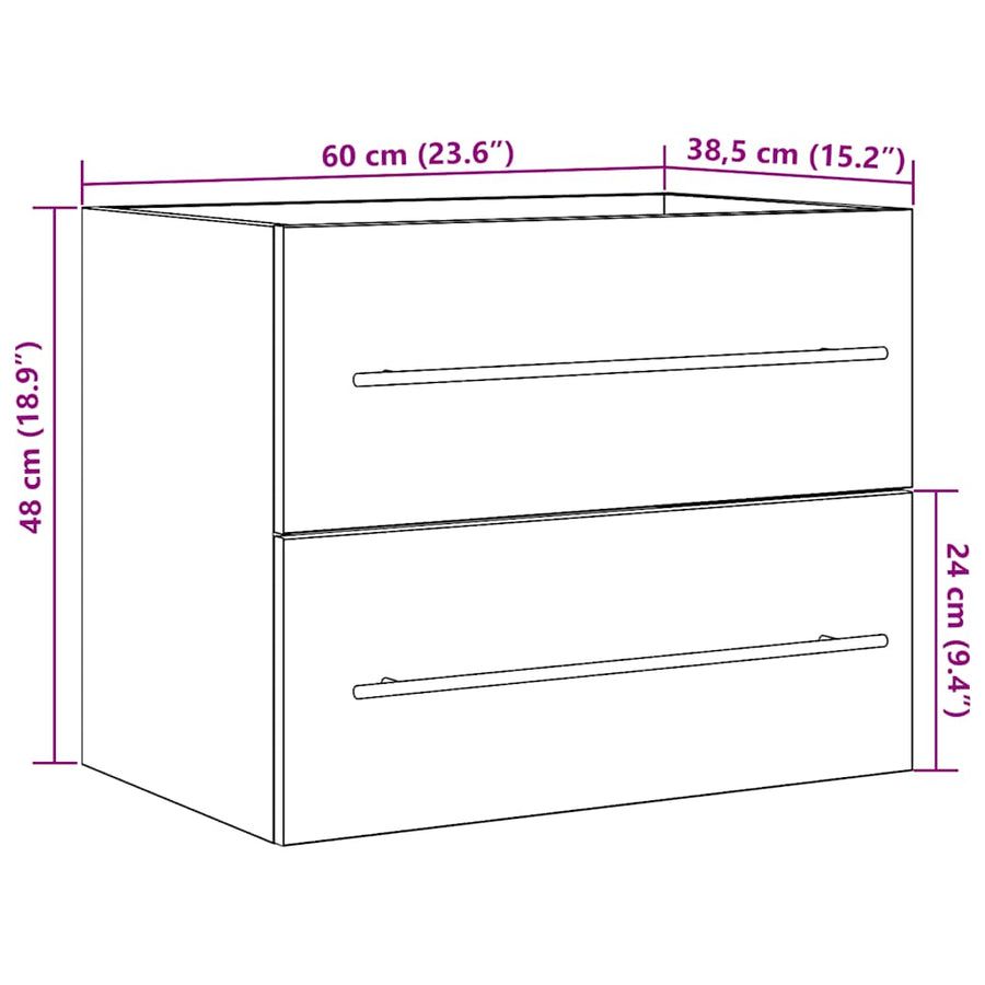 Wastafelkast 60x38,5x48 cm spaanplaat ambachtelijk eikenkleurig