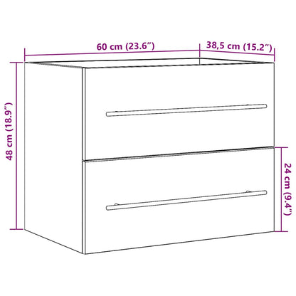 Wastafelkast 60x38,5x48 cm spaanplaat zwart eikenkleurig