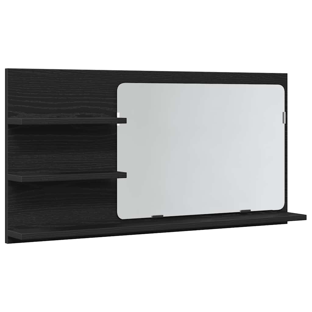 Badkamerspiegelkast 90x11x45 cm bewerkt hout zwart eikenkleurig