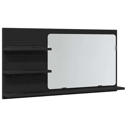 Badkamerspiegelkast 90x11x45 cm bewerkt hout zwart eikenkleurig
