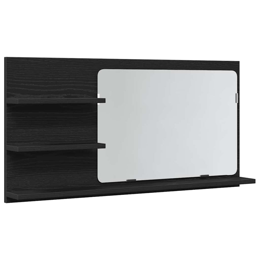 Badkamerspiegelkast 90x11x45 cm bewerkt hout zwart eikenkleurig
