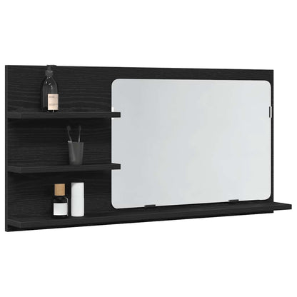 Badkamerspiegelkast 90x11x45 cm bewerkt hout zwart eikenkleurig