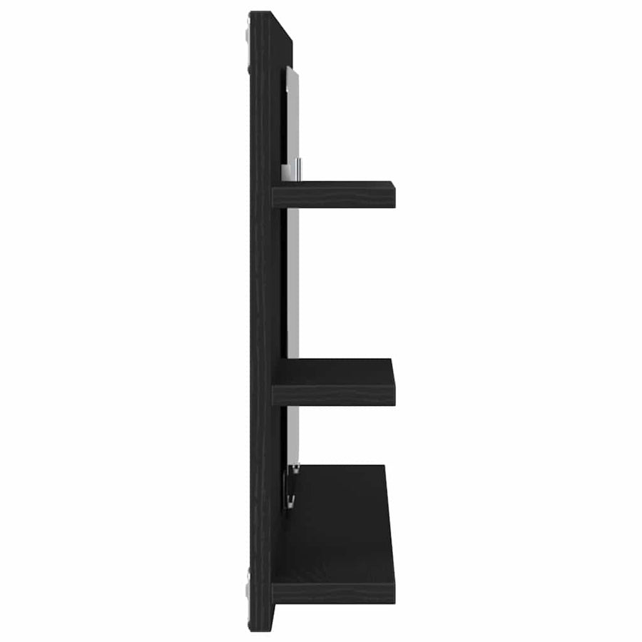 Badkamerspiegelkast 90x11x45 cm bewerkt hout zwart eikenkleurig