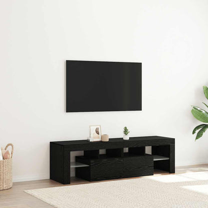Tv-meubel met LED 140x36,5x40 cm bewerkt hout zwart eiken