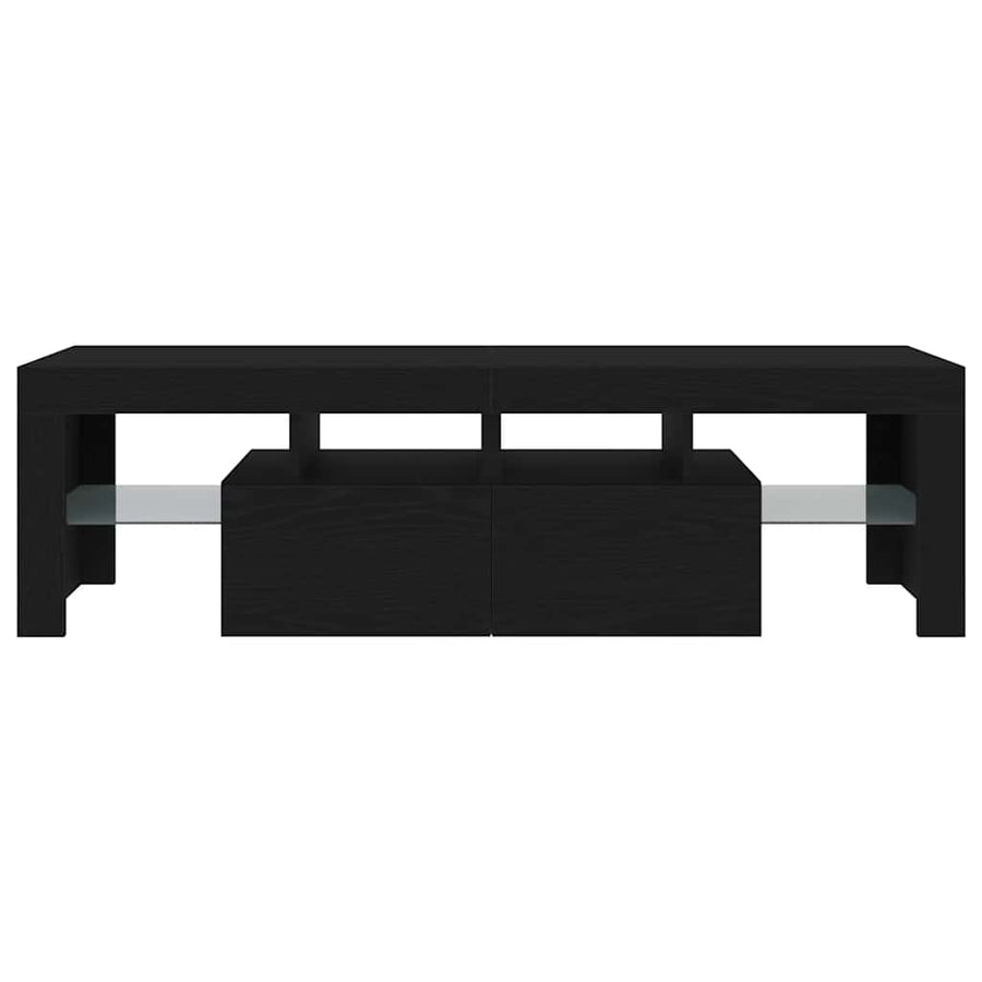 Tv-meubel met LED 140x36,5x40 cm bewerkt hout zwart eiken