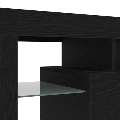 Tv-meubel met LED 140x36,5x40 cm bewerkt hout zwart eiken
